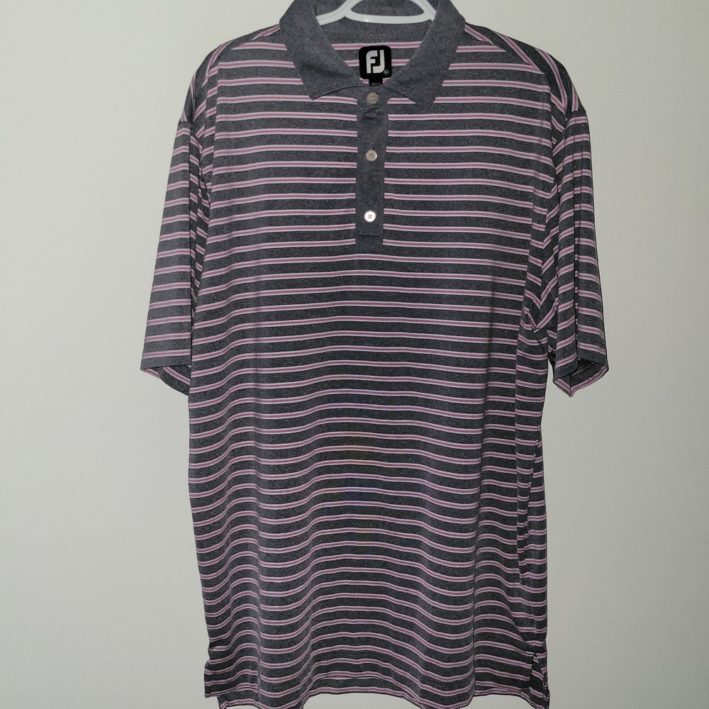 FootJoy FJ Short Sleeve Golf Polo Men's Size XL Pink Gray White Striped